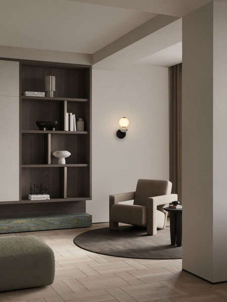 Nova Luce LED Wandleuchte Pallina dimmbar 6W warmweiss 3000K Schwarz Opal Hellgrau Glas Metall 28x19,5cm 9009306