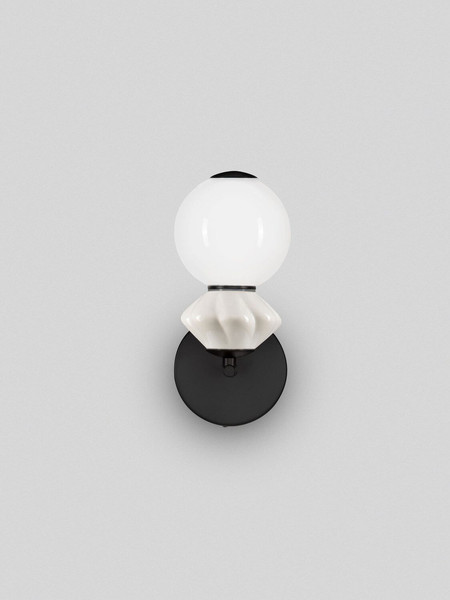 Nova Luce LED Wandleuchte Pallina dimmbar 6W warmweiss 3000K Schwarz Opal Hellgrau Glas Metall 28x19,5cm 9009306