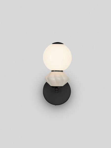 Nova Luce LED Wandleuchte Pallina dimmbar 6W warmweiss 3000K Schwarz Opal Hellgrau Glas Metall 28x19,5cm 9009306