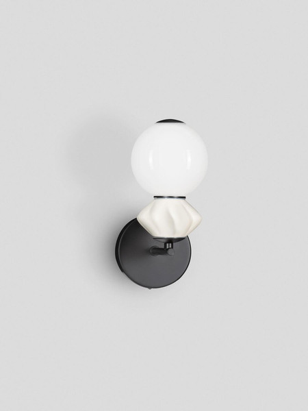 Nova Luce LED Wandleuchte Pallina dimmbar 6W warmweiss 3000K Schwarz Opal Hellgrau Glas Metall 28x19,5cm 9009306