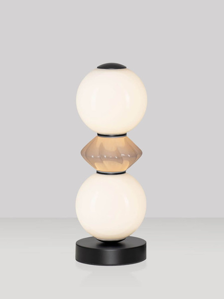 Nova Luce LED Tischleuchte Pallina dimmbar 12W warmweiss 3000K Schwarz Opal Mokka Glas Metall Ø12cm 9009308