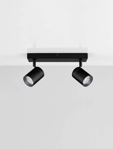 Nova Luce Deckenleuchte Alma 2-flammig 2xGU10 IP44 Schwarz Aluminium 37x13cm 9011315