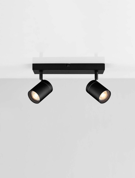 Nova Luce Deckenleuchte Alma 2-flammig 2xGU10 IP44 Schwarz Aluminium 37x13cm 9011315