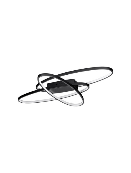 Nova Luce LED Deckenleuchte Ipon dimmbar 47W warmweiss 3000K Schwarz Stahl Aluminium 85x62cm 9011323