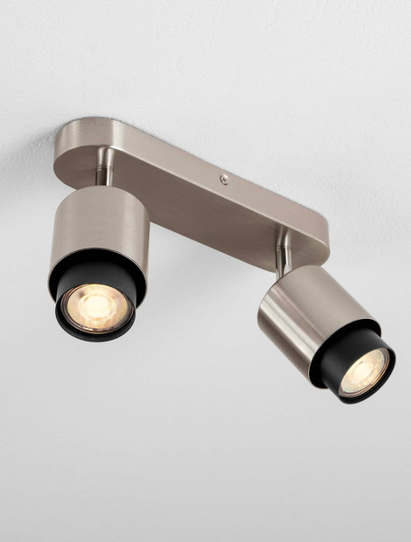 Nova Luce Deckenstrahler Ison schwenkbar 2-flammig 2xGU10 Nickel Metall 40x17cm 9011327
