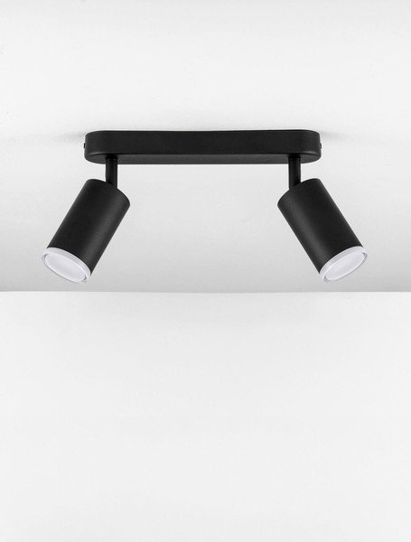 Nova Luce Deckenleuchte Mao 2-flammig 2xGU10 IP44 Schwarz Aluminium Ø5,5cm 9011416