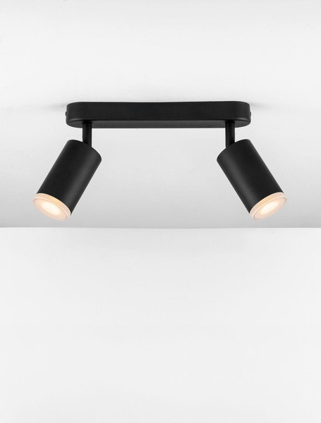 Nova Luce Deckenleuchte Mao 2-flammig 2xGU10 IP44 Schwarz Aluminium Ø5,5cm 9011416