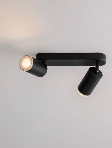 Nova Luce Deckenleuchte Mao 2-flammig 2xGU10 IP44 Schwarz Aluminium Ø5,5cm 9011416