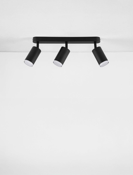 Nova Luce Deckenleuchte Mao 3-flammig 3xGU10 IP44 Schwarz Aluminium Ø5,5cm 9011418