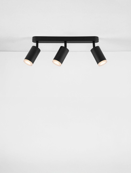 Nova Luce Deckenleuchte Mao 3-flammig 3xGU10 IP44 Schwarz Aluminium Ø5,5cm 9011418