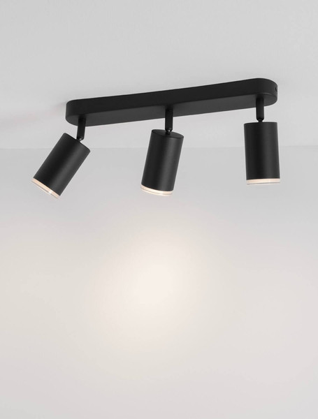 Nova Luce Deckenleuchte Mao 3-flammig 3xGU10 IP44 Schwarz Aluminium Ø5,5cm 9011418