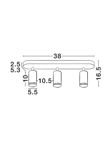 Nova Luce Deckenleuchte Mao 3-flammig 3xGU10 IP44 Schwarz Aluminium Ø5,5cm 9011418