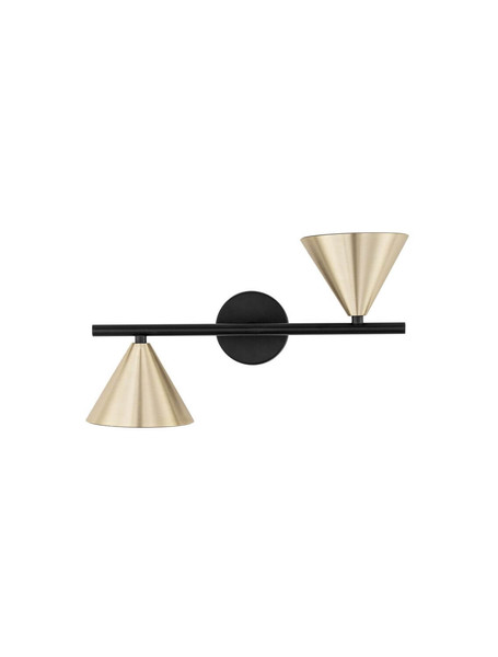 Nova Luce Wandleuchte Conico 2-flammig 2xGU10 Gold Schwarz Aluminium 34x19,5cm 9011428