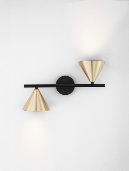 Nova Luce Wandleuchte Conico 2-flammig 2xGU10 Gold Schwarz Aluminium 34x19,5cm 9011428