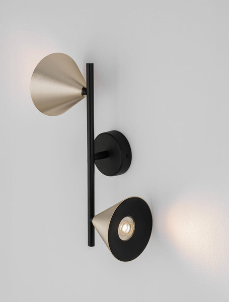 Nova Luce Wandleuchte Conico 2-flammig 2xGU10 Gold Schwarz Aluminium 34x19,5cm 9011428