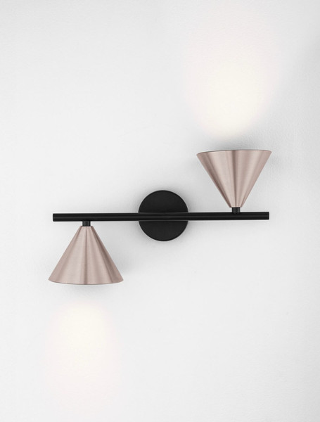 Nova Luce Wandleuchte Conico 2-flammig 2xGU10 Kaffeebraun Schwarz Aluminium 34x19,5cm 9011429