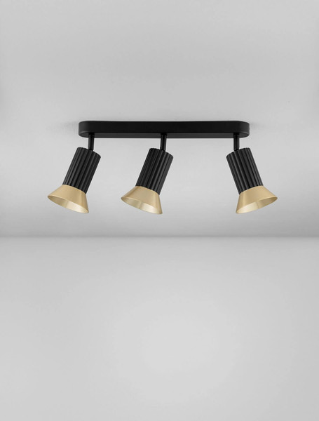 Nova Luce Deckenleuchte Luvia schwenkbar 3-flammig 3xGU10 Gold Schwarz Aluminium 38x19cm 9011442