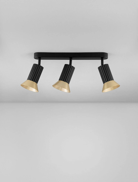 Nova Luce Deckenleuchte Luvia schwenkbar 3-flammig 3xGU10 Gold Schwarz Aluminium 38x19cm 9011442