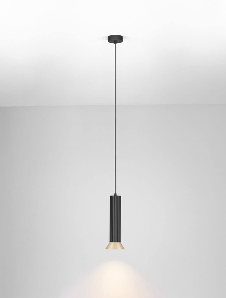 Nova Luce Pendelleuchte Luvia GU10 Gold Schwarz Aluminium Ø10cm 9011446