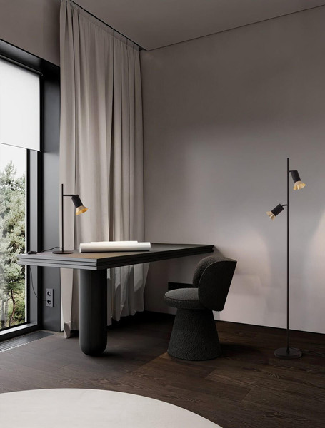 Nova Luce Stehleuchte Luvia schwenkbar 2-flammig 2xGU10 Gold Schwarz Aluminium 154cm 9011450