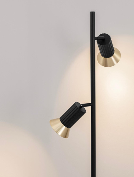 Nova Luce Stehleuchte Luvia schwenkbar 2-flammig 2xGU10 Gold Schwarz Aluminium 154cm 9011450