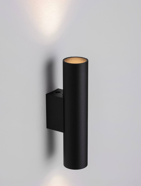 Nova Luce Wandleuchte Mor 2-flammig 2xGU10 Schwarz Aluminium Ø4cm 9011458