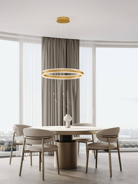 Nova Luce LED Pendelleuchte Alaro dimmbar 46W warmweiss 3000K Messinggold Stahl Aluminium Ø60cm 9019725