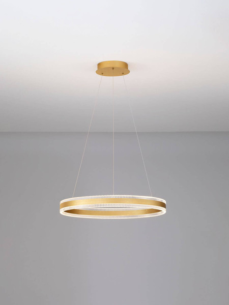 Nova Luce LED Pendelleuchte Alaro dimmbar 46W warmweiss 3000K Messinggold Stahl Aluminium Ø60cm 9019725