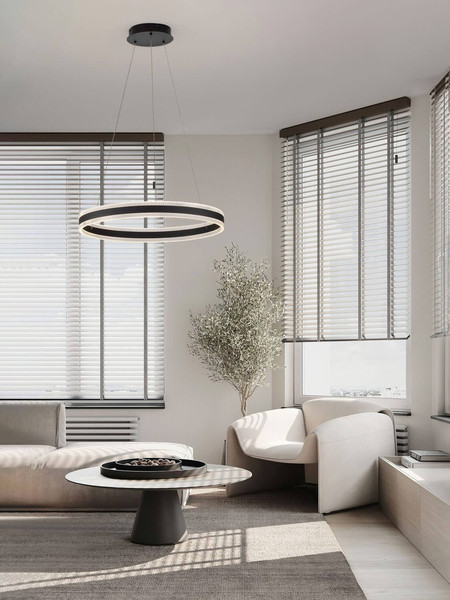 Nova Luce LED Pendelleuchte Alaro dimmbar 46W warmweiss 3000K Schwarz Stahl Aluminium Ø60cm 9019726