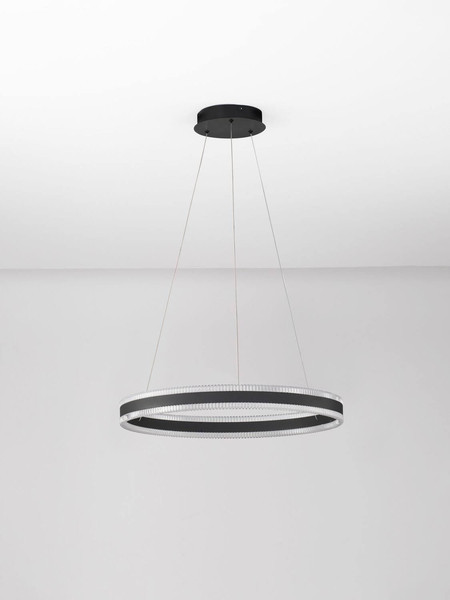 Nova Luce LED Pendelleuchte Alaro dimmbar 46W warmweiss 3000K Schwarz Stahl Aluminium Ø60cm 9019726