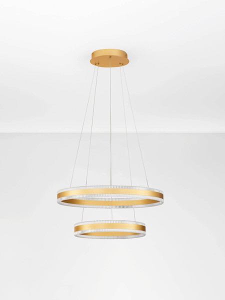 Nova Luce LED Pendelleuchte Alaro dimmbar 69W warmweiss 3000K Messinggold Stahl Aluminium Ø60cm 9019727