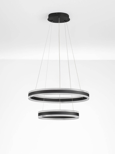 Nova Luce LED Pendelleuchte Alaro dimmbar 69W warmweiss 3000K Schwarz Stahl Aluminium Ø60cm 9019728