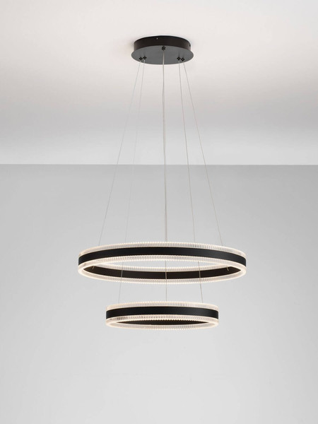 Nova Luce LED Pendelleuchte Alaro dimmbar 69W warmweiss 3000K Schwarz Stahl Aluminium Ø60cm 9019728