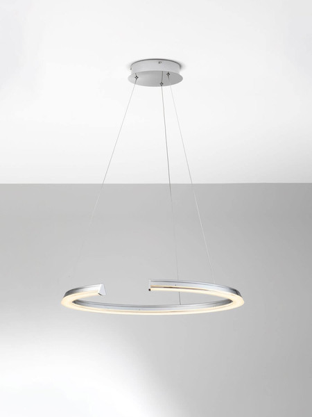 Nova Luce LED Pendelleuchte Elmo dimmbar 48W neutralweiss 3500K Chrom Aluminium Edelstahl Ø64cm 9019729