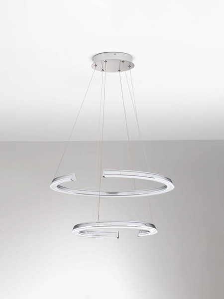 Nova Luce LED Pendelleuchte Elmo dimmbar 70W neutralweiss 3500K Chrom Aluminium Edelstahl Ø63cm 9019731
