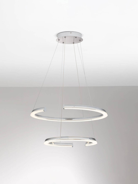 Nova Luce LED Pendelleuchte Elmo dimmbar 70W neutralweiss 3500K Chrom Aluminium Edelstahl Ø63cm 9019731