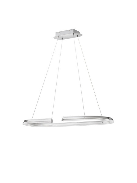 Nova Luce LED Pendelleuchte Elmo dimmbar 48W neutralweiss 3500K Chrom Aluminium Edelstahl 90x35cm 9019732