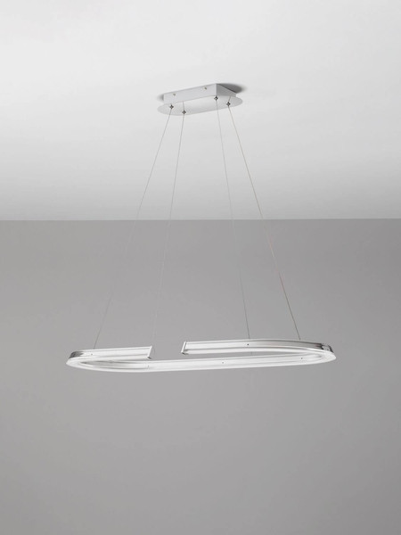 Nova Luce LED Pendelleuchte Elmo dimmbar 48W neutralweiss 3500K Chrom Aluminium Edelstahl 90x35cm 9019732