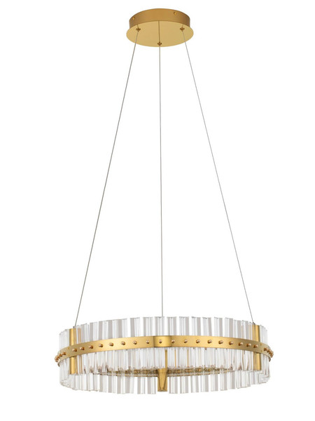 Nova Luce LED Pendelleuchte Kezo dimmbar 45W neutralweiss 3500K Platingold Glas Edelstahl Ø60cm 9019733