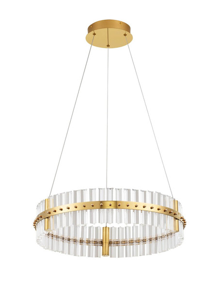 Nova Luce LED Pendelleuchte Kezo dimmbar 45W neutralweiss 3500K Platingold Glas Edelstahl Ø60cm 9019733