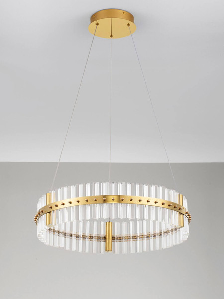 Nova Luce LED Pendelleuchte Kezo dimmbar 45W neutralweiss 3500K Platingold Glas Edelstahl Ø60cm 9019733