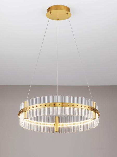 Nova Luce LED Pendelleuchte Kezo dimmbar 45W neutralweiss 3500K Platingold Glas Edelstahl Ø60cm 9019733
