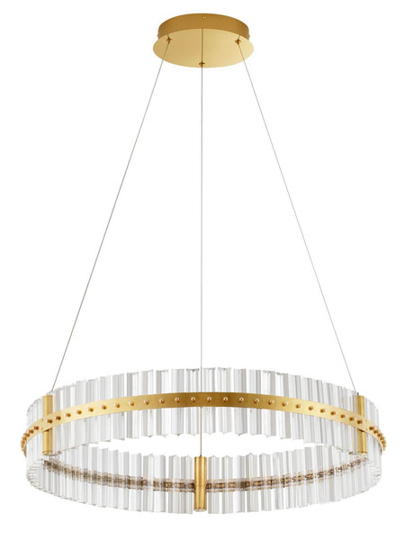 Nova Luce LED Pendelleuchte Kezo dimmbar 56W neutralweiss 3500K Platingold Glas Edelstahl Ø78cm 9019734