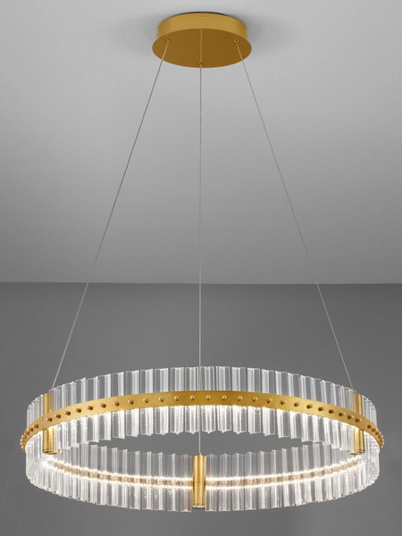 Nova Luce LED Pendelleuchte Kezo dimmbar 56W neutralweiss 3500K Platingold Glas Edelstahl Ø78cm 9019734