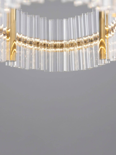 Nova Luce LED Pendelleuchte Kezo dimmbar 45W neutralweiss 3500K Platingold Glas Edelstahl 90x28cm 9019736