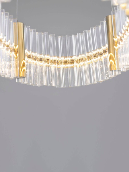 Nova Luce LED Pendelleuchte Kezo dimmbar 45W neutralweiss 3500K Platingold Glas Edelstahl 90x28cm 9019736