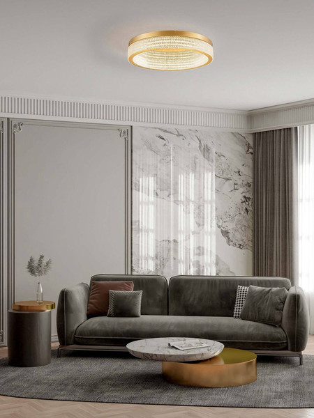 Nova Luce LED Deckenleuchte Kinara dimmbar 70W warmweiss 3000K Platingold Aluminium Edelstahl Ø60cm 9019741