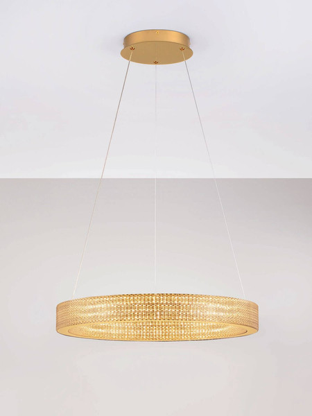 Nova Luce LED Pendelleuchte Kinara dimmbar 70W warmweiss 3000K Platingold Aluminium Edelstahl Ø60cm 9019742