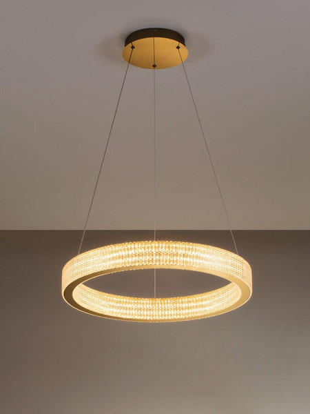Nova Luce LED Pendelleuchte Kinara dimmbar 70W warmweiss 3000K Platingold Aluminium Edelstahl Ø60cm 9019742