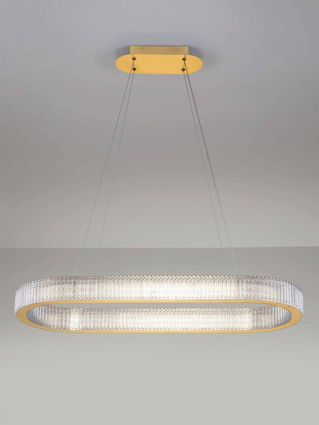 Nova Luce LED Pendelleuchte Kinara dimmbar 70W warmweiss 3000K Platingold Aluminium Edelstahl 90x37cm 9019743